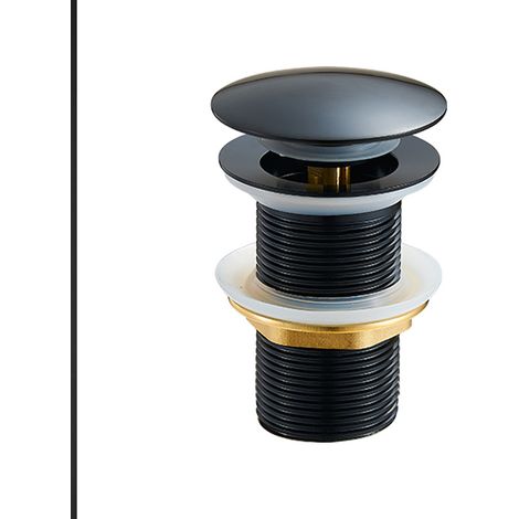 Bonde de Lavabo Sans Trop Plein, Bonde Clic Clac, Bonde Lavabo d'évier en Laiton, Joint Bonde Lavabo, Bonde Baignoire, Noir, A (1/5)