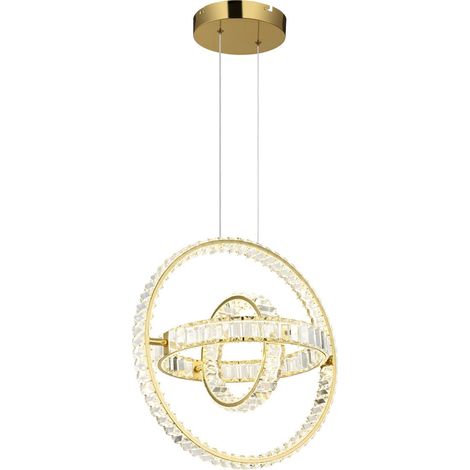 Kristallleuchte Hängeleuchte Pendellampe LED Fernbedienung CCT dimmbar gold klar (1/5)
