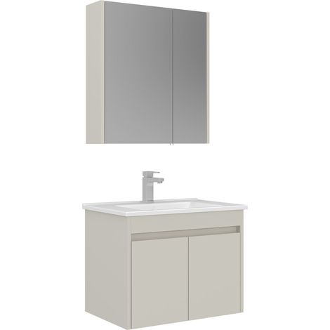Waschtisch-Set mit Spiegel (2-teilig) "Arno 65" – 65 x 45 x 52 cm – Cashmere (1/3)