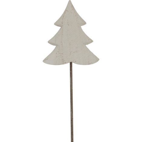 Whitewashed Rustic Tree on Stand - Metal - L9 x W12 x H44 cm - White