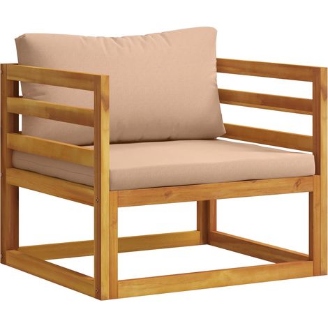 Poltrona modulare con cuscini 100 % poliestere Solid-Acacia vidaXL (1/5)
