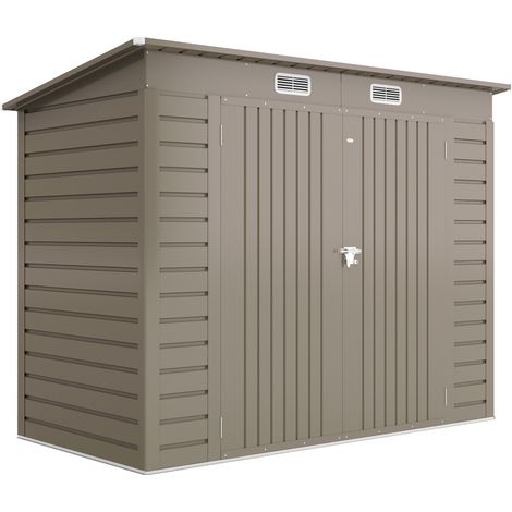 Capanno Porta Attrezzi 249x121x183 cm con 2 Prese d'Aria e Chiavistello in Acciaio Grigio Chiaro (1/5)