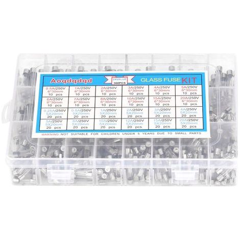GARRYFIZH Kit de 360 fusibles en verre (0,25 A à 20 A, 24 types, 6 x 30 mm et 5 x 20 mm) pour la protection des circuits