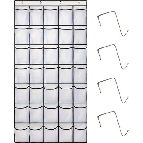 Hängender Schuhorganizer mit 35 großen Taschen, Schuhregal für die Tür, Hängende Schuhaufbewahrung, Hängendes Schuhregal, Hängende Schuhaufbewahrung (Weiß) (1/5)