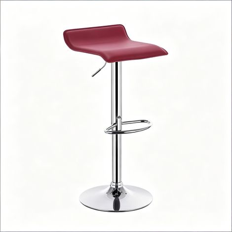 Taburete de bar giratorio con anillo de goma, ergonómico, rojo burdeos