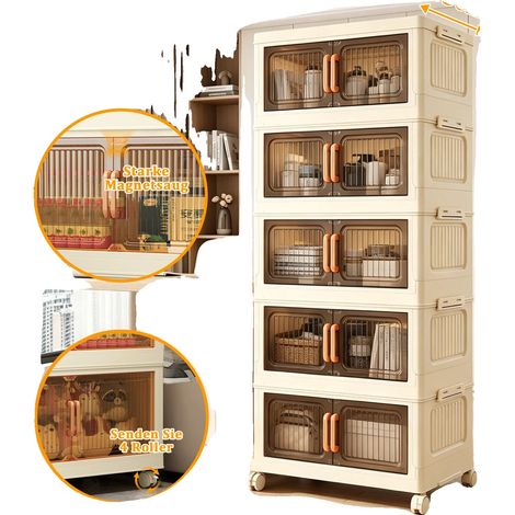 Boîtes de rangement, design anti-poussière, solution de rangement empilable, 50cm de large 5 couches (1/2)