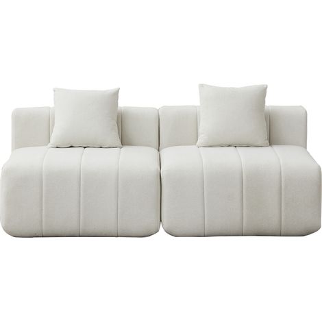 Sofá modular de chenilla beige con 2 cojines, diseño piano, 165 x 60,9 x 73,6 cm (1/5)