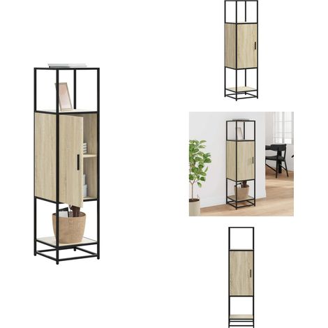 Buffet haut chêne sonoma 35,5x35x139 cm bois d'ingénierie métal - Buffet Haut - Buffets Hauts - Armoire Latérale - Armoire Haute (1/5)