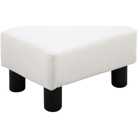 Pouf/repose-pieds Chesterfield en similicuir blanc, 40 x 30 x 24 cm (1/4)