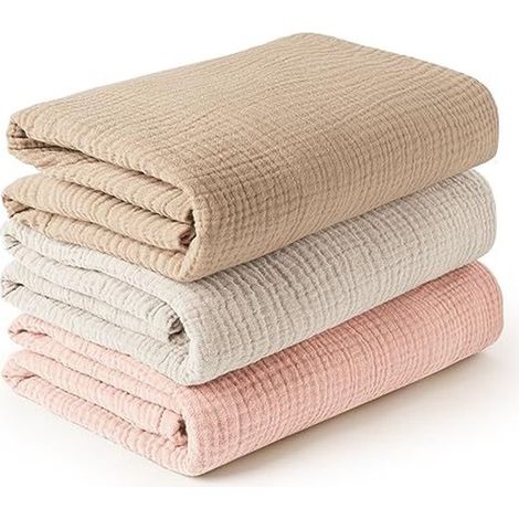 Couverture d'emmaillotage pour bébé, grande couverture d'emmaillotage 100 x 100 cm, ultra-douce et absorbante pour la peau, couverture en mousseline pour bébés (filles et garçons), lot de 3 (1/5)
