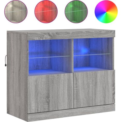 Maison Exclusive - Aparador con luces LED gris Sonoma 81x37x67 cm (1/5)