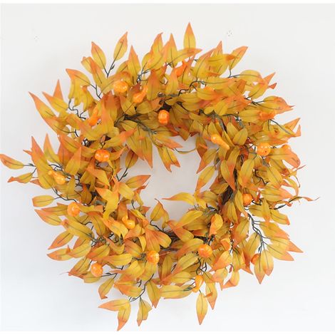 Guirlande Porte - Citrouille Feuilles D'érable Baies - Décoration Automne Thanksgiving Halloween - 50 cm - 1 Pièce (1/5)