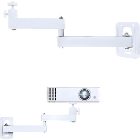 Support Mural pour Projecteur, Support Projecteur Multi-Angle Réglable, Métallique avec Interface Filetée 1/4 de Pouce, Plafond Vidéoprojecteur Cinéma Maison, Salle Jeux, Bureau, Blanc (1/5)