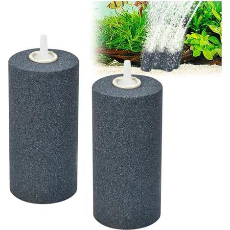 Lot de 2 Pierres à Air pour Aquarium Pierres à Bulles pour Aquarium Diffuseur d'Air Cylindrique de 10 cm Pierre de 4 mm/6 mm Diffuseur d'Oxygène à Bulles pour Bassin, étang, Aquariums ou Seau (1/5)