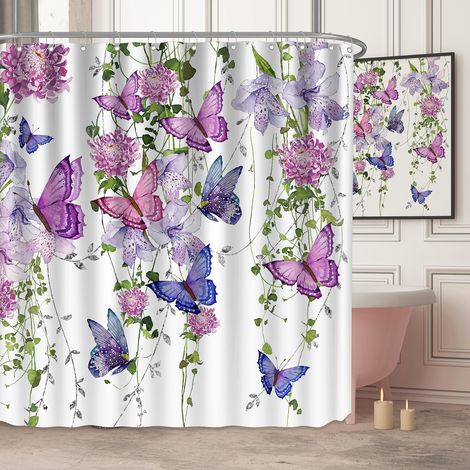 Rideau De Douche Impermeable 180x180 Cm Anti-Moisissure Violet - Opaque Pour Salle De Bain