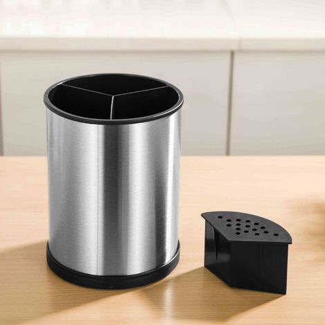 Tube de rangement rotatif rond en acier inoxydable pour couverts (1/5)