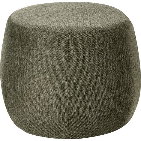 Puf de tela redondo moderno forma tambor suave salón dormitorio verde oscuro Ashton (1/5)