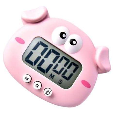 Minuteur électronique CANIGHT, minuteur de cuisine pratique avec cochon de dessin animé, minuteur en plastique rose pour la cuisson et les crêpes, pour les étudiants et les enseignants (1/5)