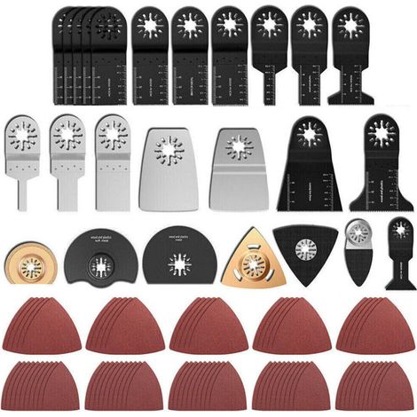 Lot de 100 lames de scie oscillantes Kit d'accessoires pour outils multifonctions Fein Multimaster Dremel, Makita, Einhell, bimétal (1/5)