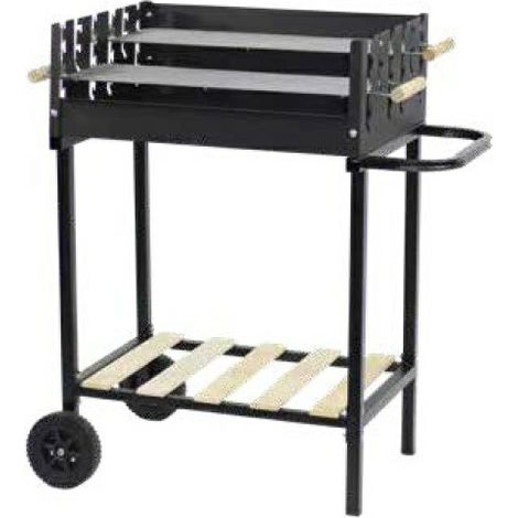 Barbecue a Carbone da Giardino con Ripiano e Griglia Inox Regolabile