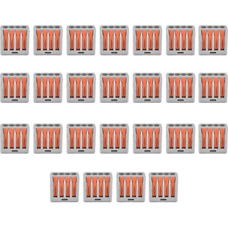 25 Stück 4-Wege-Hebel-Kompakt-Drahtverbinder zum Einstecken, Schnellverbindungs-Leiterklemmenblock, Orange