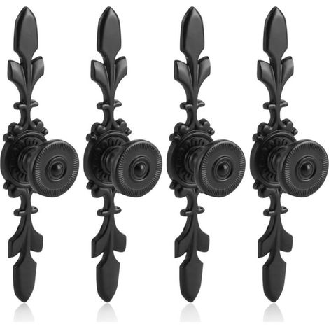 4 tiradores de estilo vintage para cajones, aleación de zinc, pomo para muebles, cajones, armarios, roperos con tornillos, decoración del hogar (negro) - Crezuo