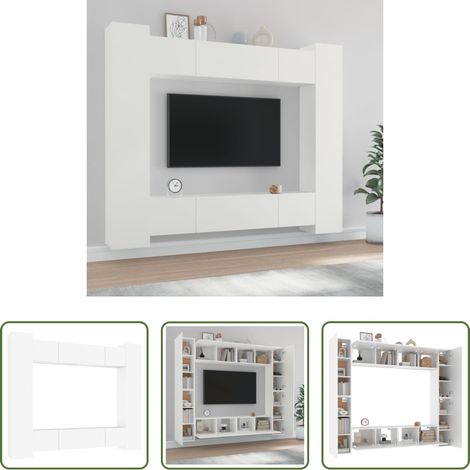 vidaXL Wohnzimmer Schrank - 8-tlg. TV-Schrank-Set Weiß Holzwerkstoff (1/5)