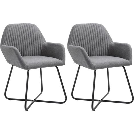 Chaise tissu gris foncé et pieds métal noir Mikee - Lot de 2 (1/5)