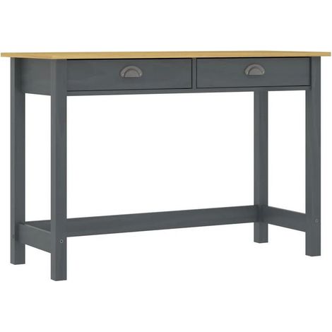Console 2 tiroirs pin massif clair et gris Ranny (1/5)