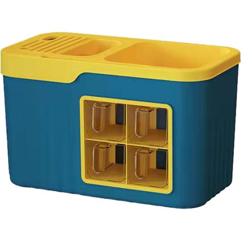 Porte-épices de cuisine, porte-épices en plastique, porte-couteaux multifonction, organisateur d'épices, porte-épices, bleu et jaune, 4 compartiments (1/5)