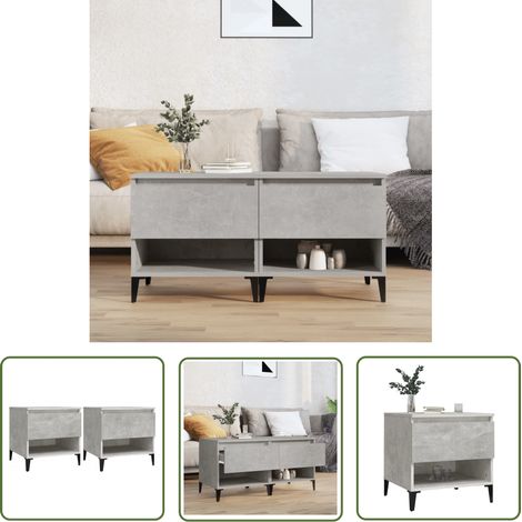 The Living Store Beistelltische 2 Stk. Betongrau 50x46x50 cm Holzwerkstoff - Industrieller Stil - Beistelltisch - Wohnzimmerstil - Holzwerkstoffmöbel - Side Table (1/5)