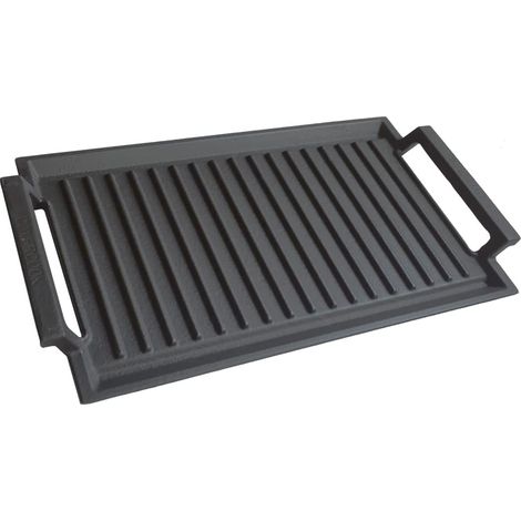 Plaque à griller Induction, Plaque de Cuisson en Fonte, 2 Poignées, plaque de cuisson avec surface striée pour plaque à induction, four à feu ouvert, plaque de cuisson électrique