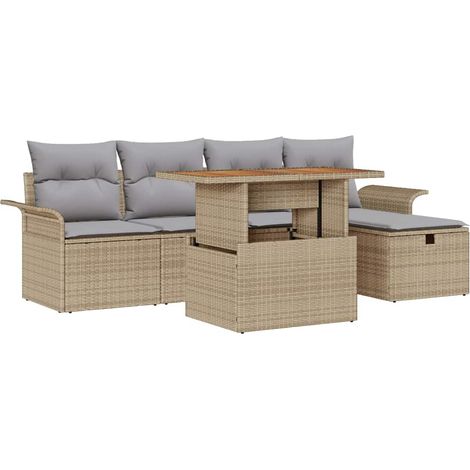 Maison Exclusive - Garten-Sofa-Set 6 pcs Beige Poly-Rattan