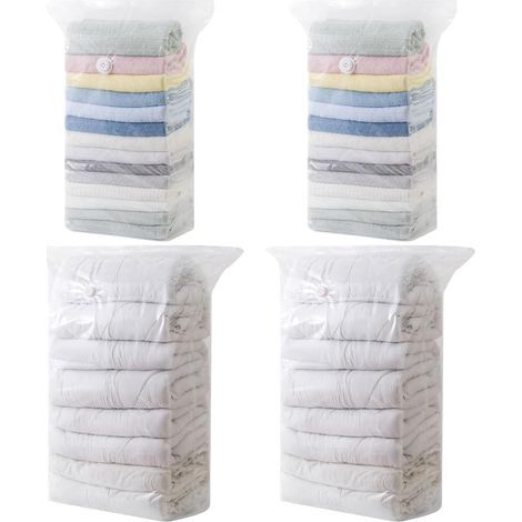 Sacs sous vide extra larges, paquet de 2 (vêtements) et paquet de 2 (couette en duvet), sacs de compression étanches et hermétiques, gain de place.-AquaForge (1/5)