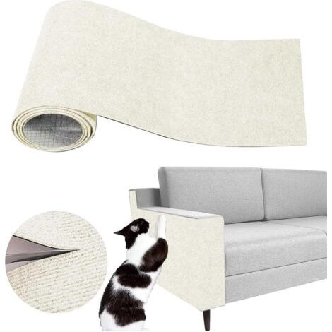 Tapis griffoir autocollant pour chat, tapis de protection anti-griffures pour canapés, meubles, portes, murs, 60 x 300 cm (beige) (1/5)
