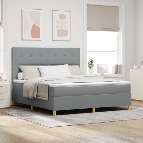 Boxspringbett mit Matratze Hellgrau 180 x 200 cm Stoff (1/5)
