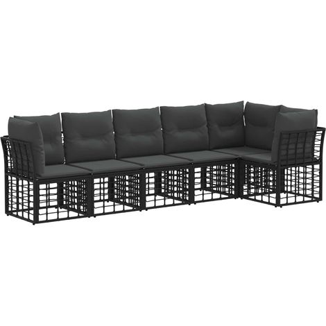 Maison Exclusive - Gartensofa-set 6 pcs Schwarz Poly-Rattan