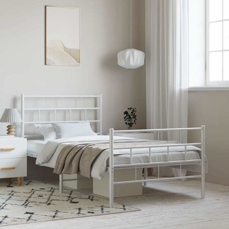 Estructura cama sin colchón con estribo metal blanco 100x190 cm (1/5)