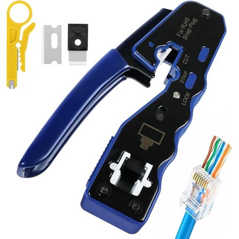RJ45 Pince à Sertir Outil Sertissage et Dénudage pour Réseau Ethernet Cat6a, Cat6, Cat5e (1/5)