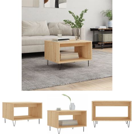 Stauraum Couchtisch - vidaXL Couchtisch Sonoma-Eiche 60x50x40 cm Holzwerkstoff - Stabiler Couchtisch (1/5)