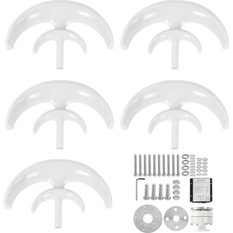 Éolienne Double Étage 5 Pales Générateur Éolien Blanc Type Lanterne 400W 12V Kit (1/5)