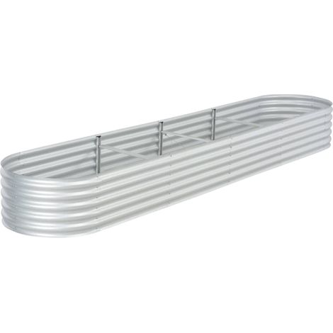 Fioriera rialzata piante fiori giardino 400 x 80 x 44 cm acciaio zincato argento 020001050
