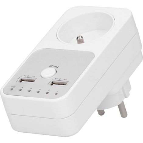 Prise USB intelligente 180260 V avec minuteur numérique à compte à rebours pour chargeur d'ordinateur ou de téléphone (1/5)