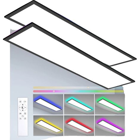 Lámpara de techo regulable, con mando a distancia, 2 unidades, luz neutra, blanca, 40 W (1/2)