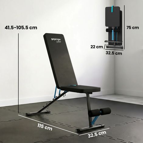 Banc de musculation pliable et réglable pour salle de sport à domicile, capacité de charge de 300 kg, dossier réglable sur 7 positions. (1/5)