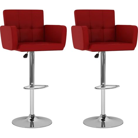 vidaXL Taburetes de cocina 2 unidades cuero sintético rojo vino tinto (1/5)