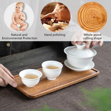 2X Plateau en Bois pour Présentation - Élégant Plateau de Service en Bois de Noyer pour Thé, Café, Collations, Sushis et Apéritifs (1/5)