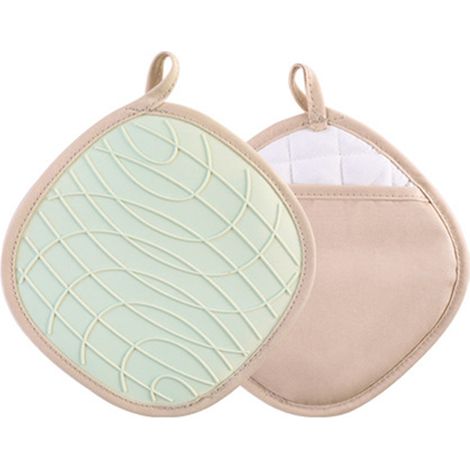 Guanti da cucina spessi, dalla texture ondulata, realizzati in silicone antiscivolo, resistenti al calore e dotati di tasche. (1/5)