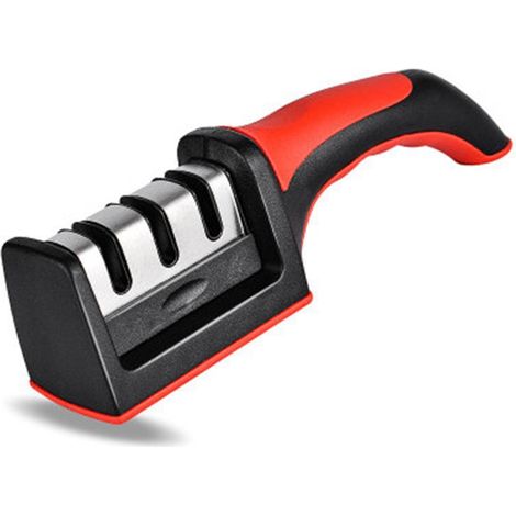 Aiguiseur à 3 phases Easy Sharp - pour couteaux de cuisine - résultat professionnel/design ergonomique - pierre céramique/carbure tungstène/diamant - finition noire/chromée (1/5)