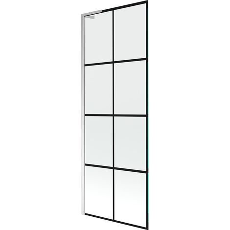 Mexen Next L paratia per vasca da bagno ad 1 anta 70 x 150 cm, griglia nera, cromo - 895-070-000-03-77-01 (1/5)